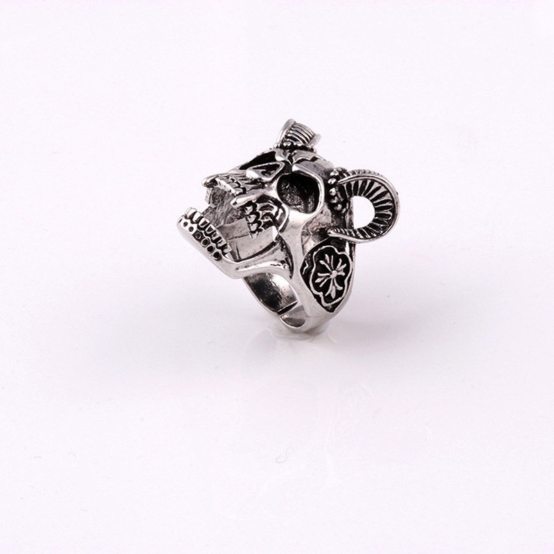 Cincin Desain Kepala Tengkorak Gaya punk Eropa Amerika Untuk Pria