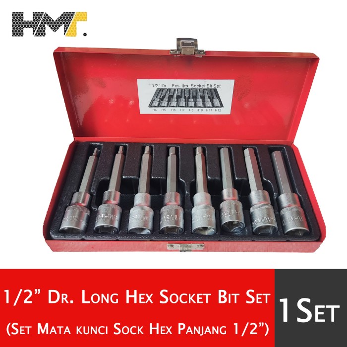 SANDS 1/2" Long Hex Socket Bit Set / Set Mata kunci Sok Hex Panjang