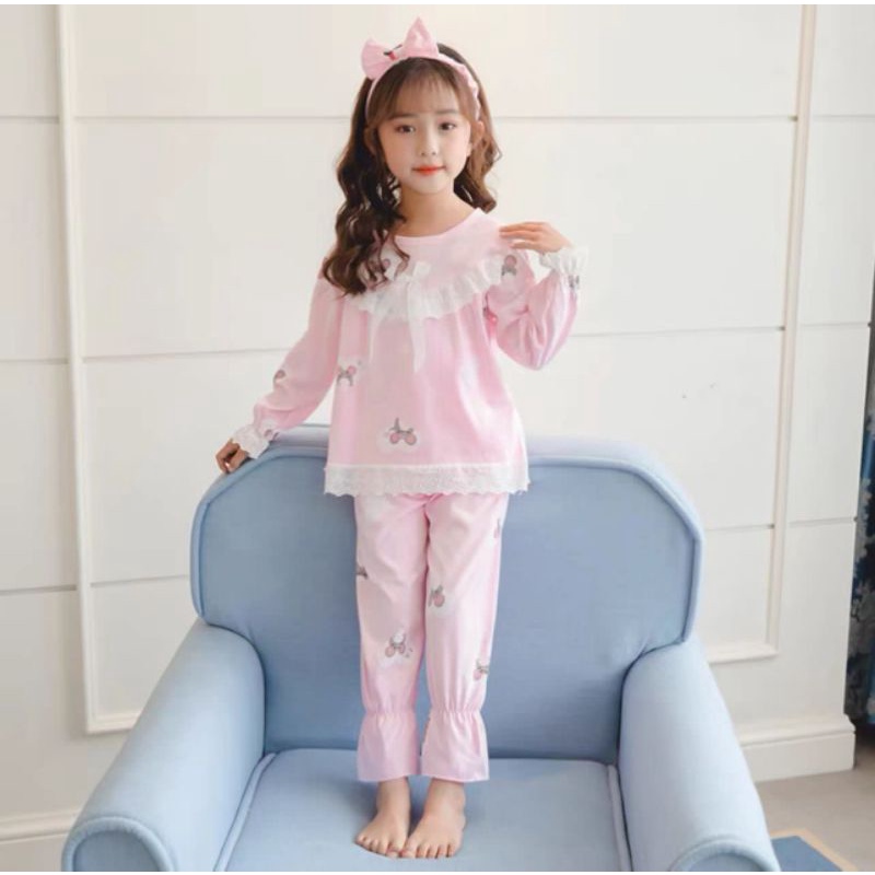 Baju tidur anak perempuan kaos import umur 8 - 14Tahun