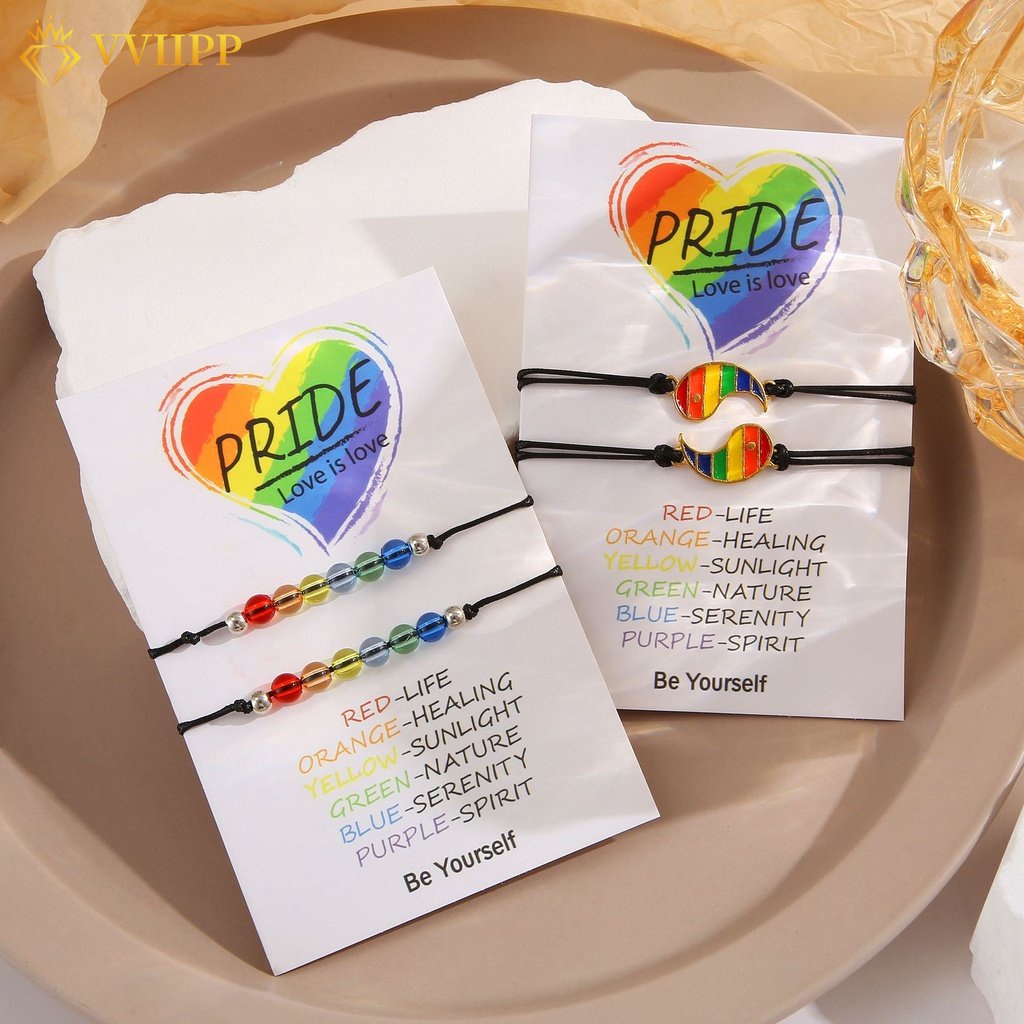 4pcs / set Gelang Manik-Manik Warna Pelangi Untuk Wanita