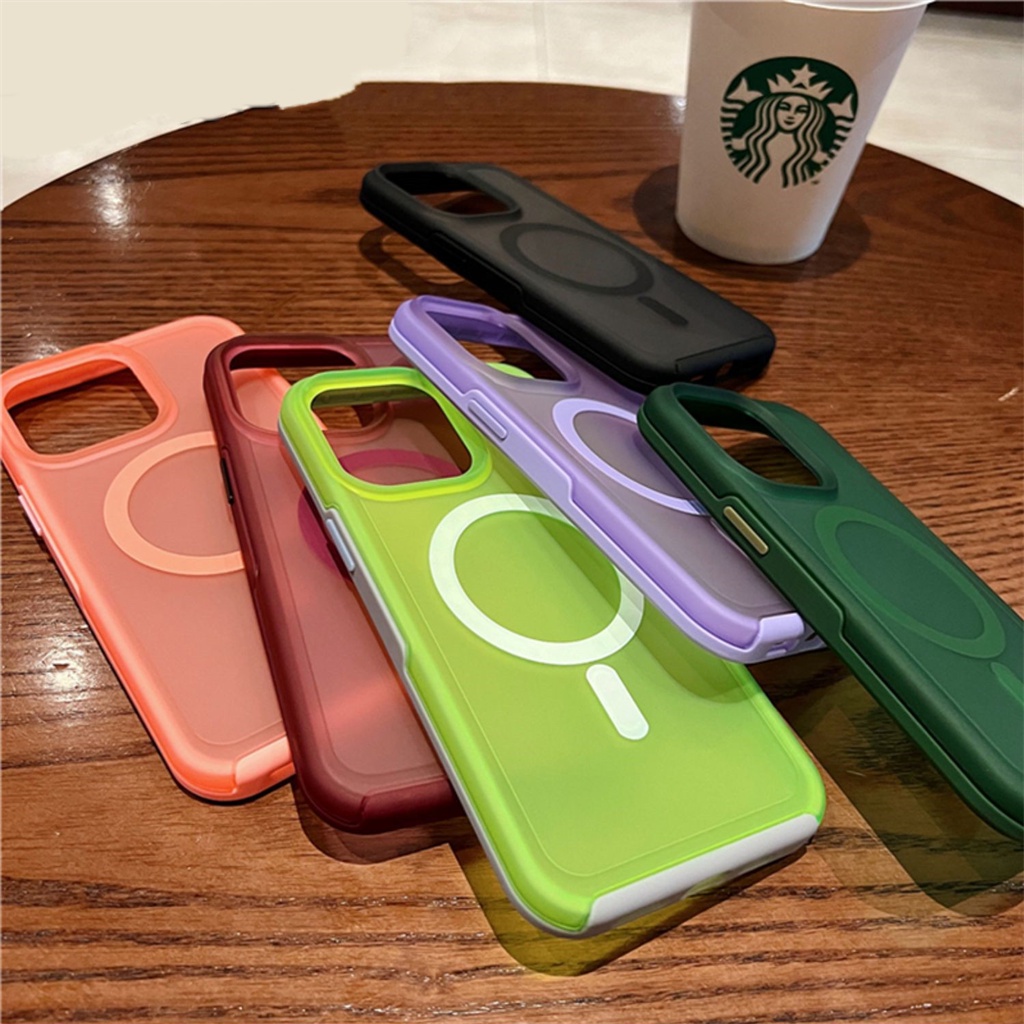 premium magnetic ring Ungu case iphone 14 pro max plus casing 13 12 11 pro max Shockproof case acrylic Hard case Magnetik frosted Warna