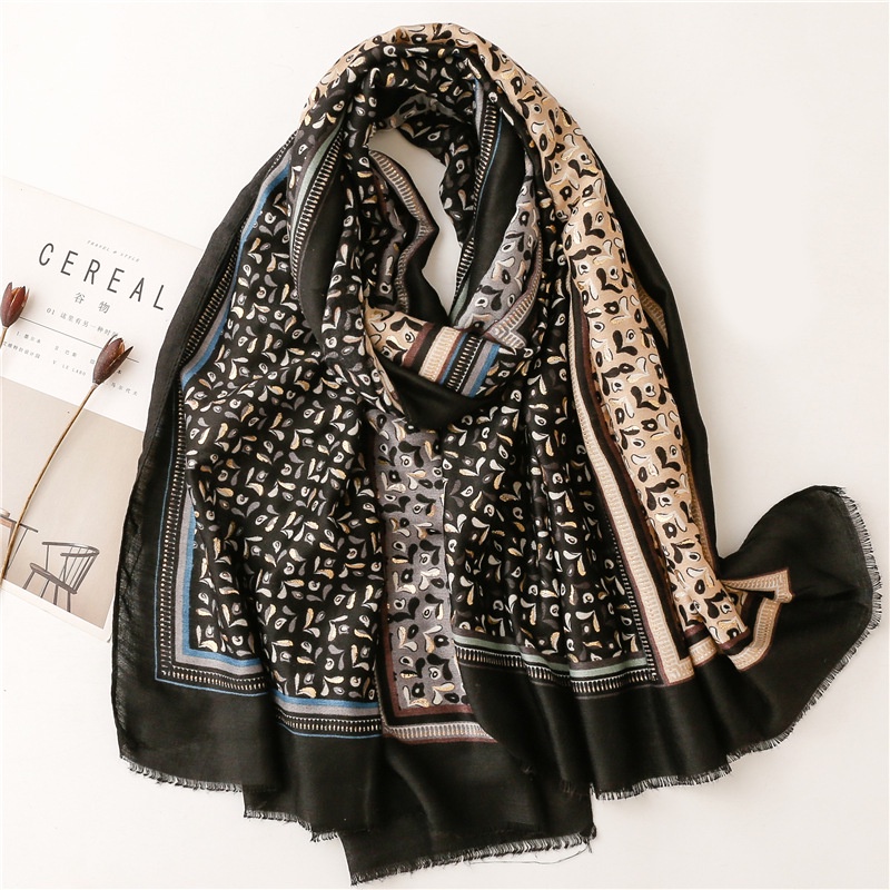 ITSFRIDAY LATI Scarf - Premium Pashmina Shawl Selendang Syal Pasmina Hijab Import Motif Etnik Clasic Black Brown