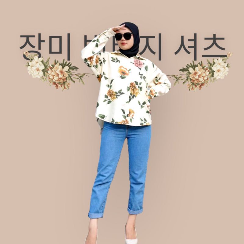 KEMEJA WANITA MOTIF BUNGA - JANGMI ROSE SHAKILA VINTAGE PREMIUM KOREAN SHIRT