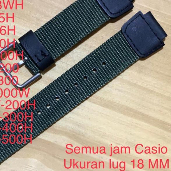 Strap Nylon Tali Jam Kanvas Casio AE-1000 AE-1200 AE-1300 W-735H Army - Hitam