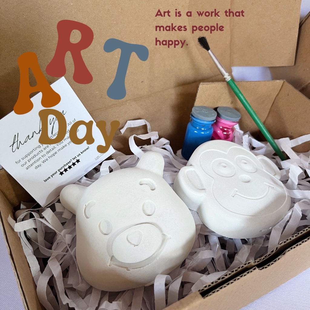 DUO | Souvenir Kado Hadiah Paket Melukis Mewarnai Patung Paket Souvenir Anak Ulang Tahun Sekolah Per