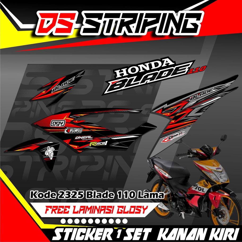2325 Sticker Striping Motor HONDA BLADE 110 LAMA Motif Variasi Keren Terlaris