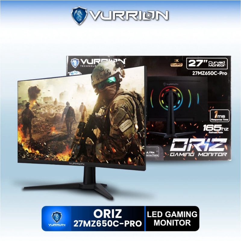 MONITOR LED GAMING VURRION ORIZ 27" INCH 2K QHD CURVED 27MZ650C-PRO 165HZ 1MS