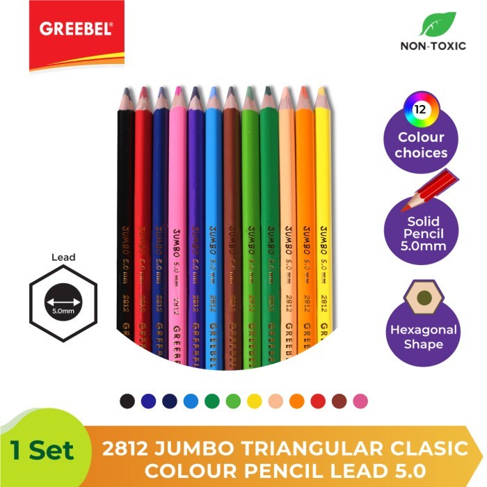 Pensil Warna Greebel Jumbo Classic 5,0mm. 2812 - 12pcs.