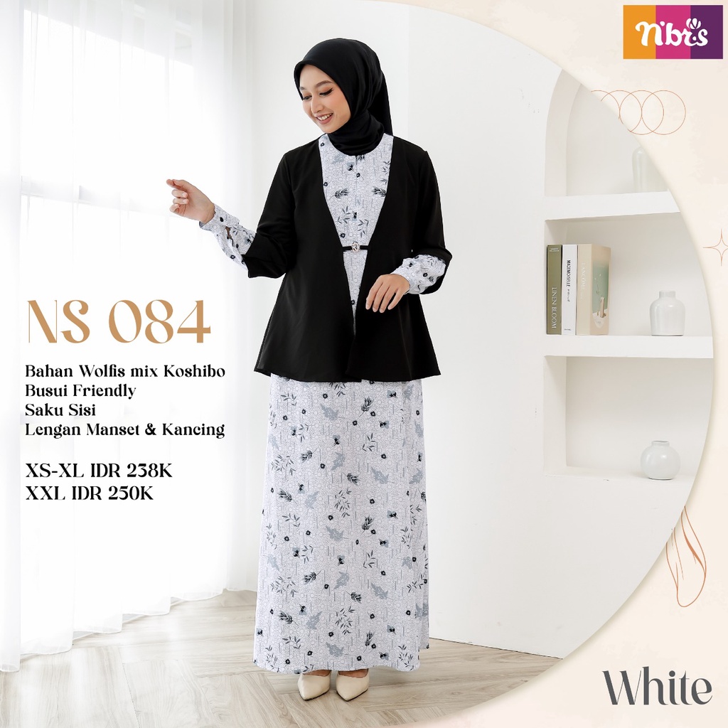 [BISA COD] Nibras Syar'i NS 84 Bahan Wolfis mis Koshibo Gamis Motif Kekinian by Nibras