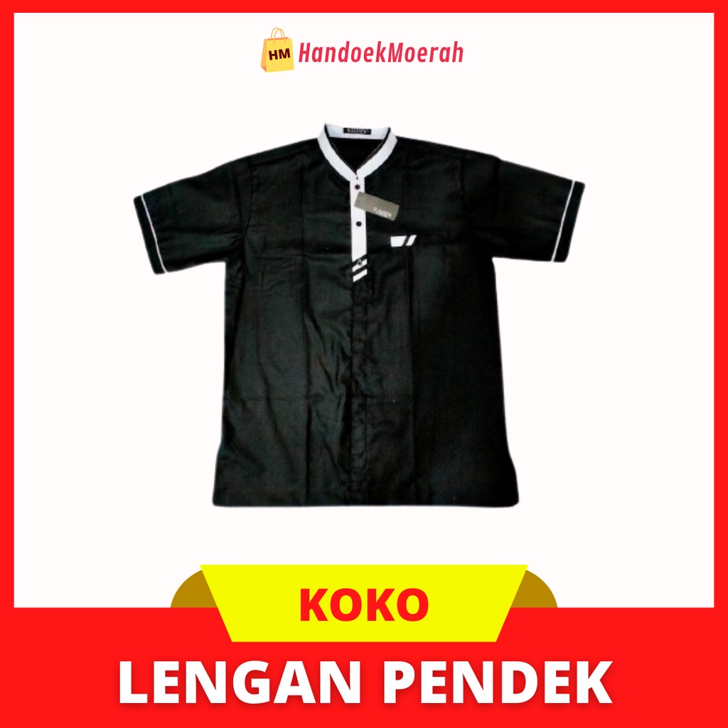 Baju Koko Lengan Pendek Polos Hitam