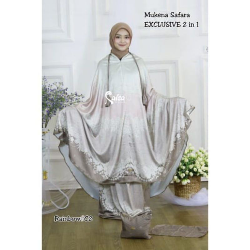Mukena Safara Exclusive Rainbow Series mukena satin silk motif