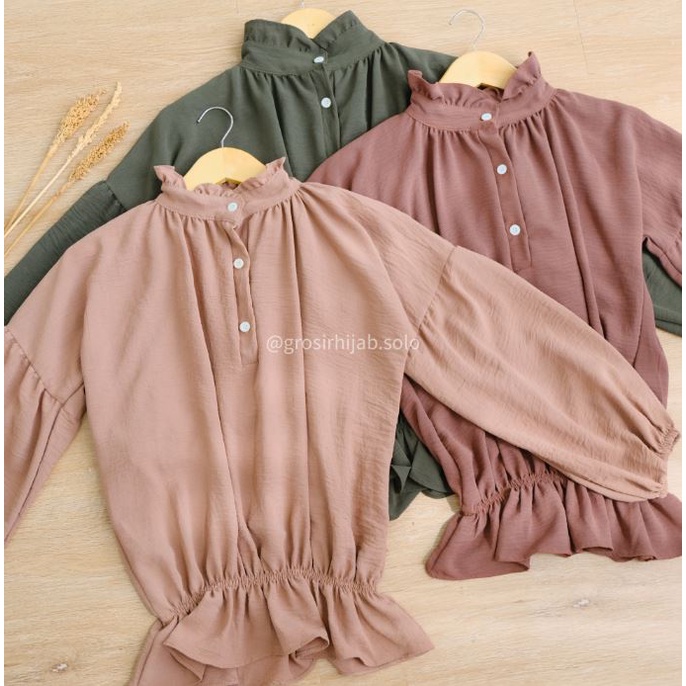 (MGA) BLOUSE BABYSHA OVERSIZE ATASAN WANITA KEMEJA AIRFLOW CRINCLE