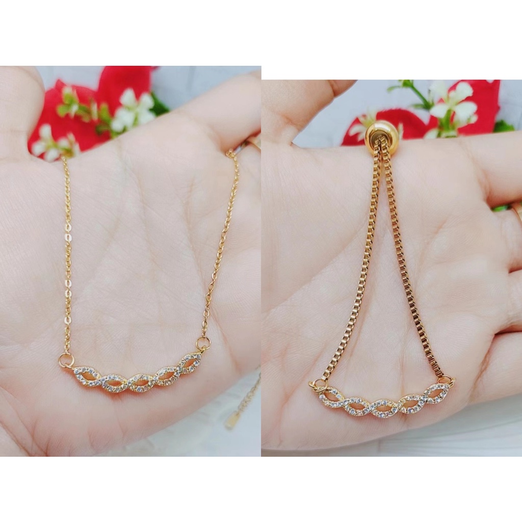Set Titanium Kalung Dan Gelang Permata Perhiasan Fashion W126