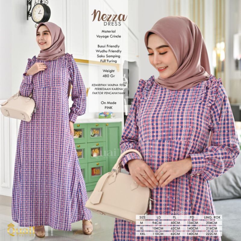 Dress Muslim Wanita Crinkle NEZZA Original Quail Hijab