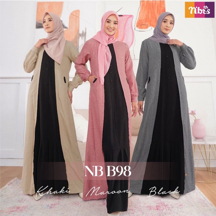 BAJU GAMIS NIBRAS BAHAN MERALDA MIX AMUNZEN / GAMIS DEWASA NIBRAS NB B98 ORI/ GAMIS POLOS SIMPLE BY 