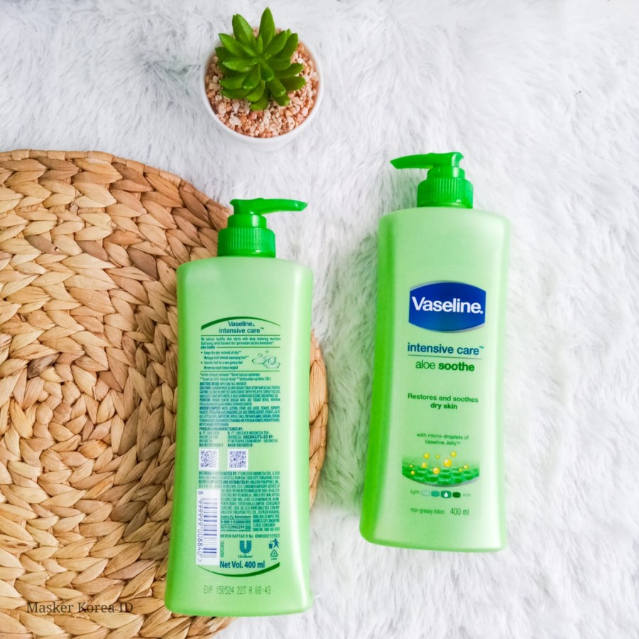 Body Lotion Vaseline Healthy Bright UV Extra Brightening 400ml Intensive Care Aloe Shoote 400 ml  Aloe Vera Krim Pemutih Kulit Cream Pencerah Badan Whitening Losion Pump Sunblock UV Sun block PA ++ Glutathione Glowing