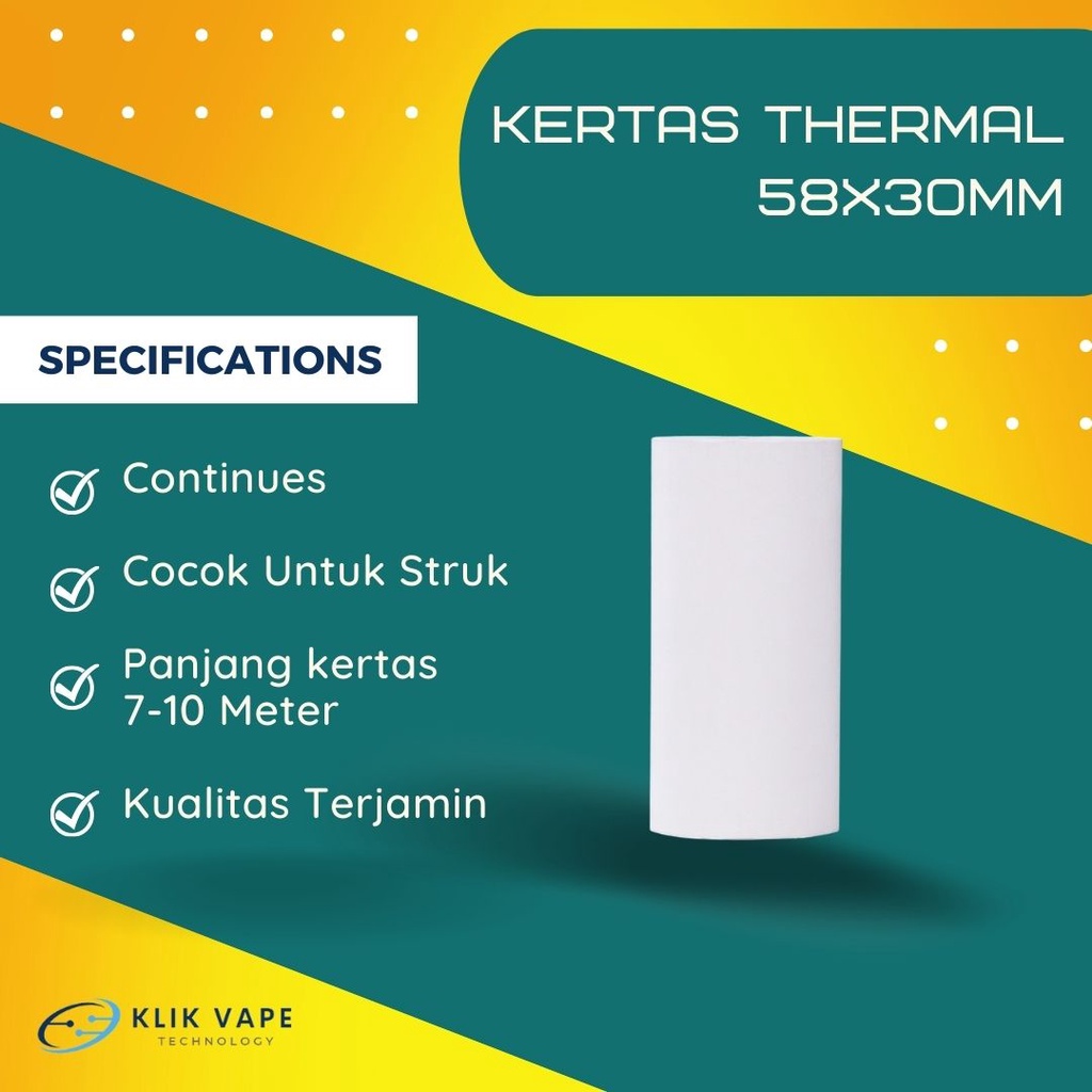 Kertas Struk Murah Kertas Thermal 58x30mm KlikVape Bandung