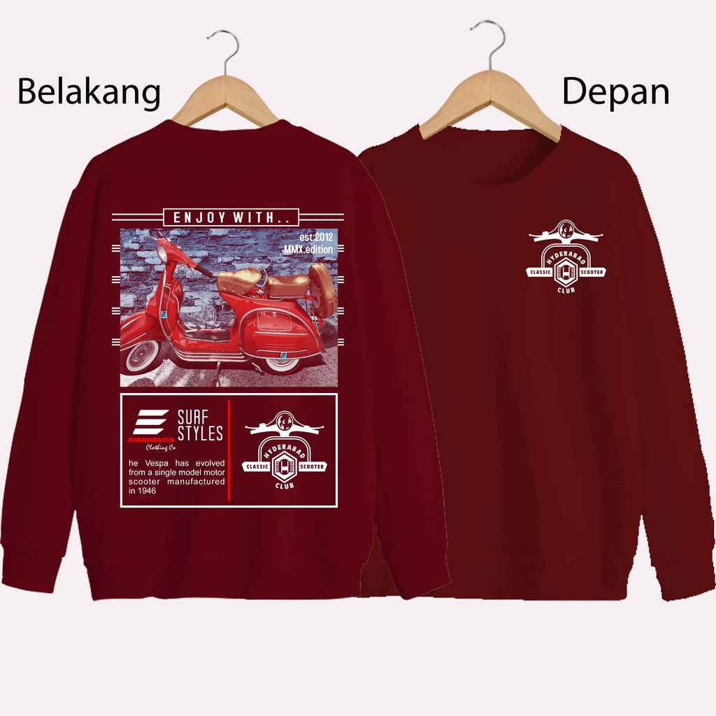 SWEATER UNISEX DB ENJOY VESPA PRIA DAN WANITA SWEATER JUMBO