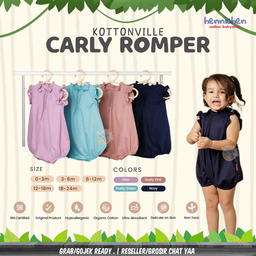 KOTTONVILLE CARLY ROMPER RUFFLE ROMPER BAYI PEREMPUAN FASHION BAJU ANAK 0 - 24 BULAN