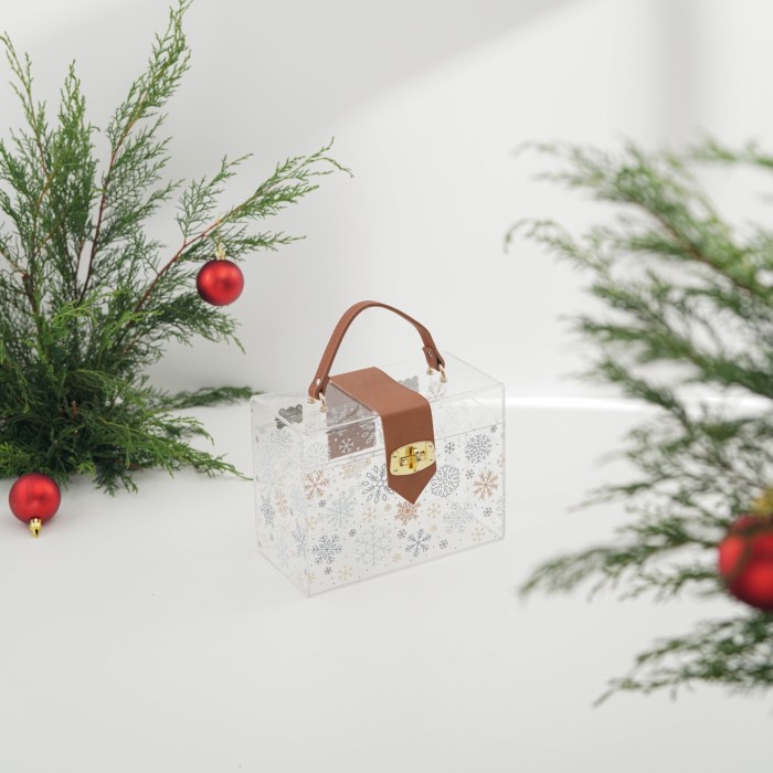 

\\\\\] Snowy Box - Kotak Akrilik Kulit Packaging Hampers Natal
