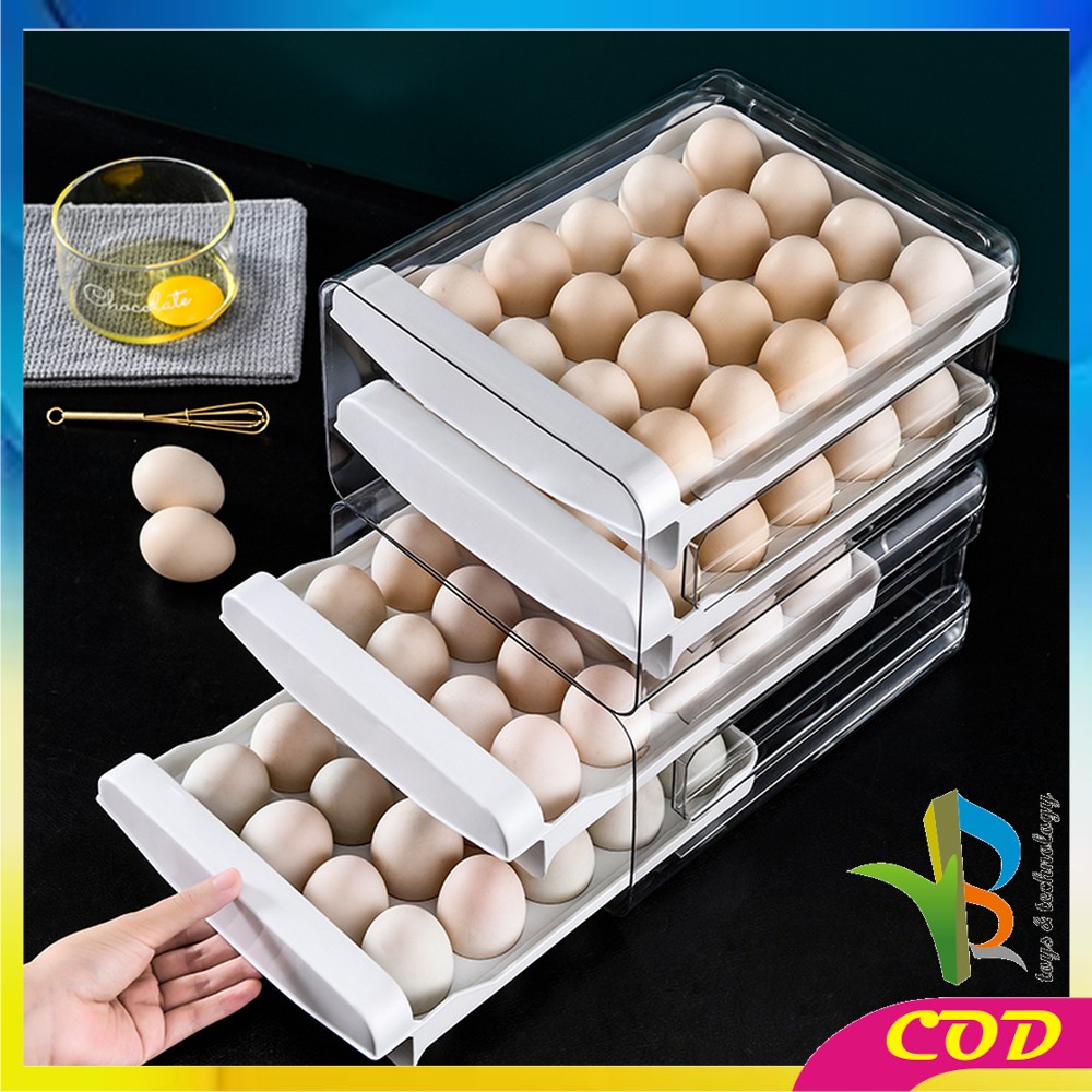 RB-C268 Tempat Penyimpanan Telur 2 Tingkat Egg Storage Box Organizer Rak Telur 2 Susun Kotak Telur