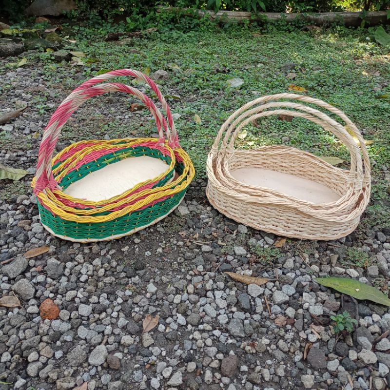 keranjang ombak  tangkai 1 set isi 3 pcs keranjang rotan keranjang hantaran seserahan