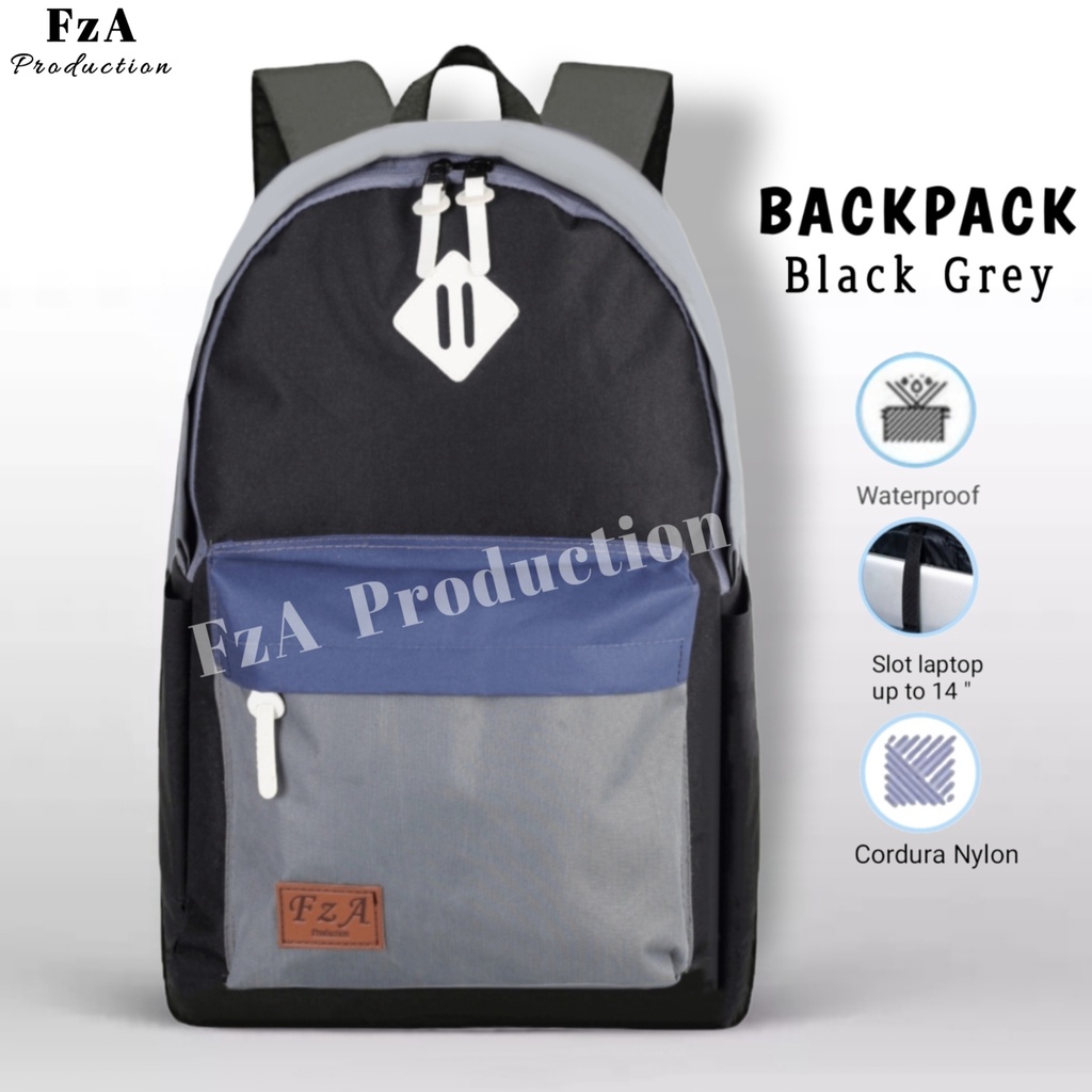 Tas Ransel Punggung Distro Casual Pria Wanita / Tas Ransel Laptop Original - FzA FREE Dompet Sakko HP