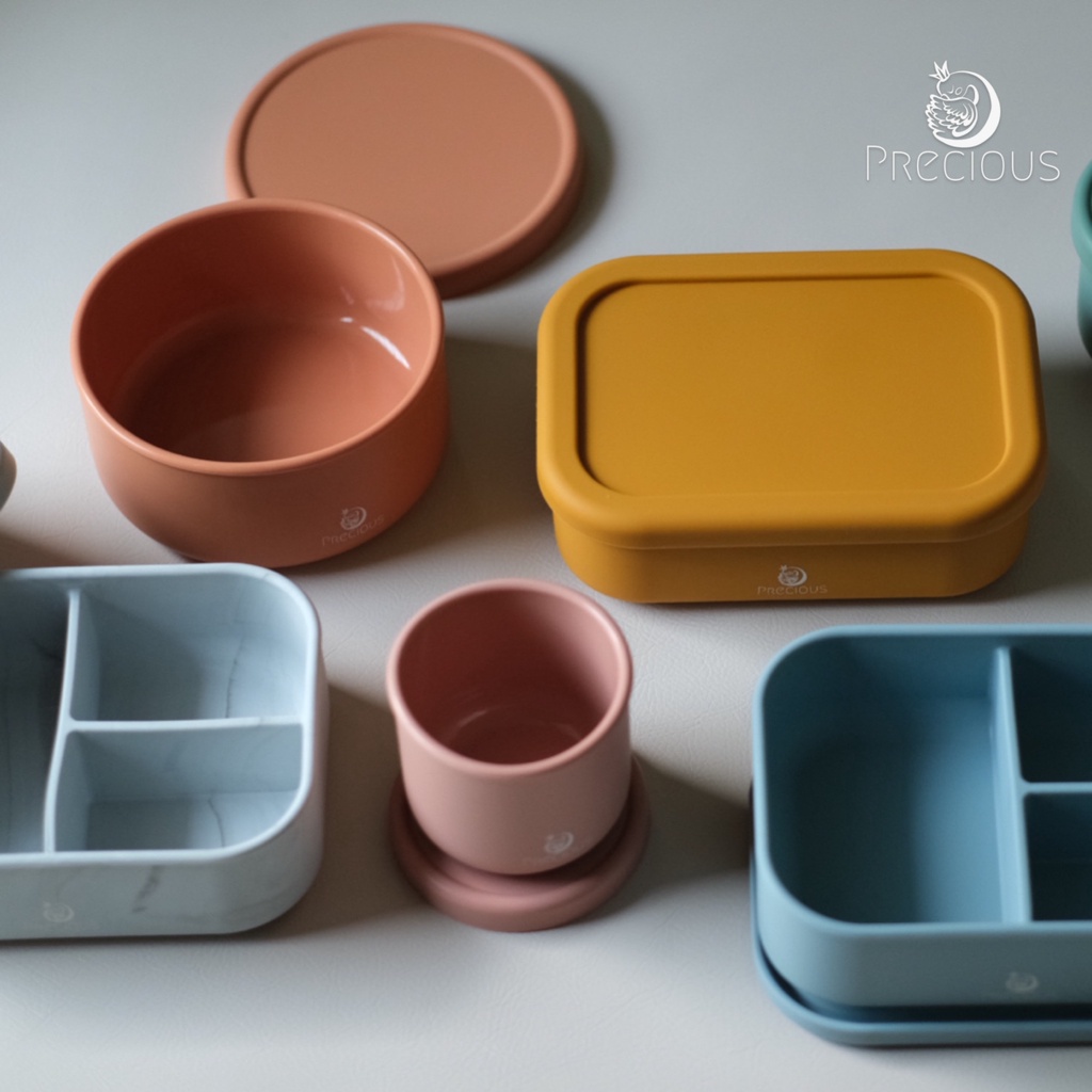Precious Premium Round Big Silicone Food Storage Container | Lunch Box | Tempat Penyimpanan Makanan Bulat