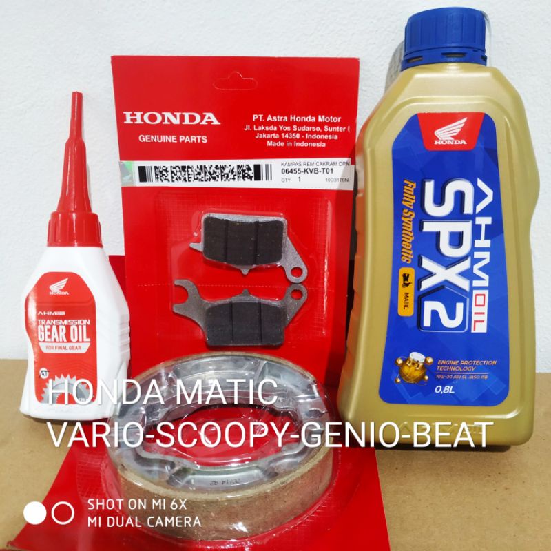 SALE!!! PAKET OLI SPX2 0.8L + AHM GEAR 120ML + 1 SET KAMPAS REM HONDA VARIO 125 / 150 OLD - BEAT FI