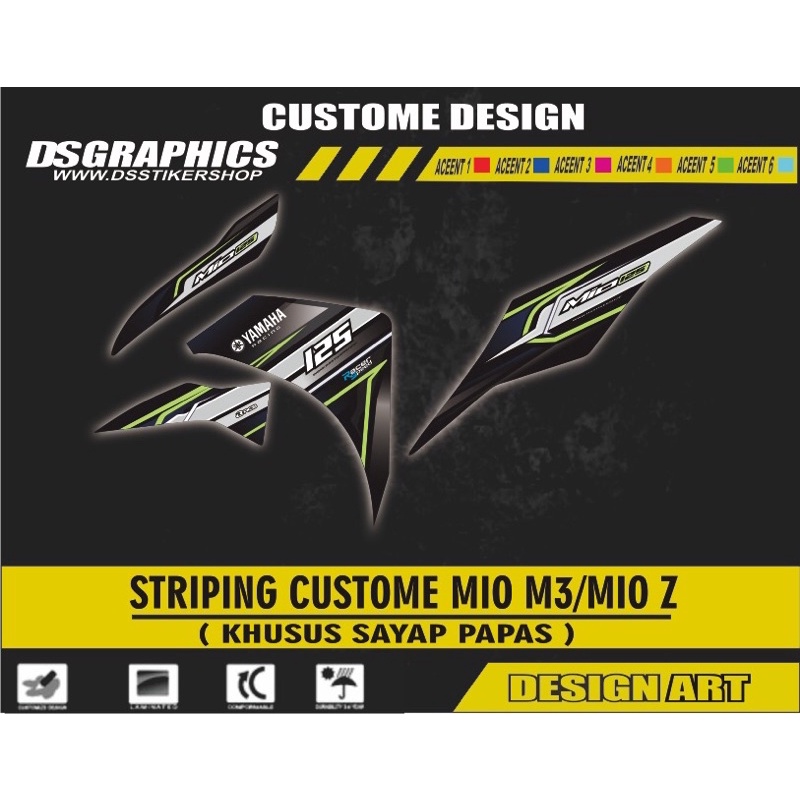 SEMI DECAL STIKER YAMAHA MIO M3/MIO Z STRIPING VARIASI RACING