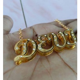 Kalung Nama Jumbo 3D 2 Lapis Plat GOLD SILVER ROSEGOLD