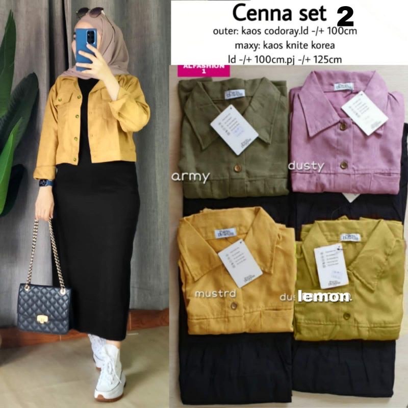 Original Product By Alfashion Cenna Set Fashion Pakaian Muslim Wanita Setelan Atasan Tunik Jumbo Inn