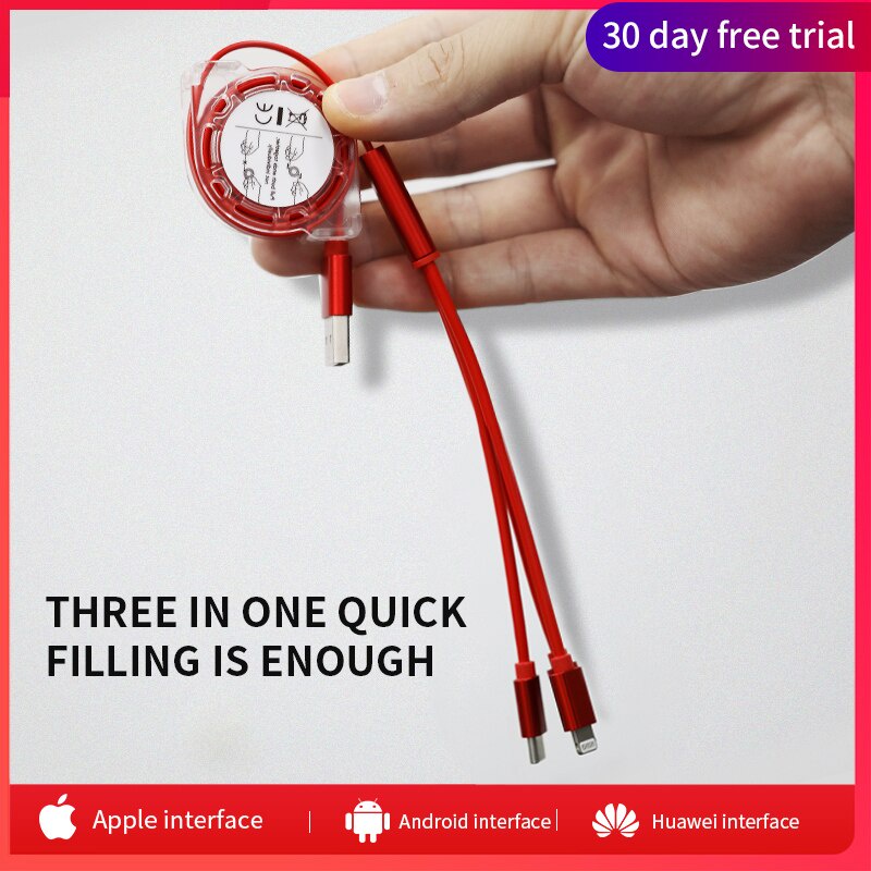 3in1 Kabel Data / Charger Micro USB / Type C 3A Fast Charging Untuk Samsung / Huawei
