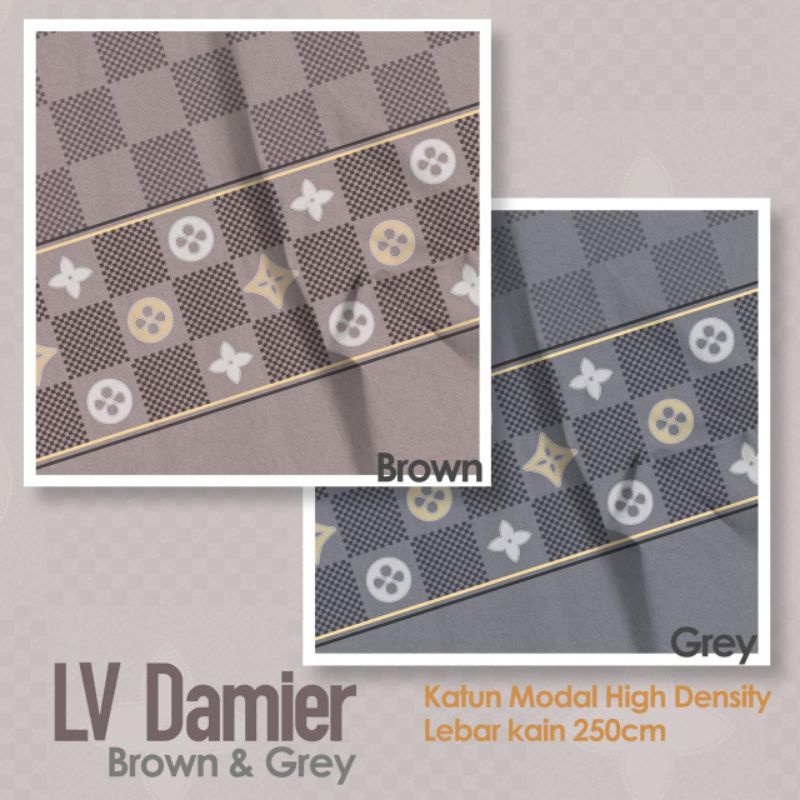 Damier / kain sprei meteran bahan katun lokal motif LV