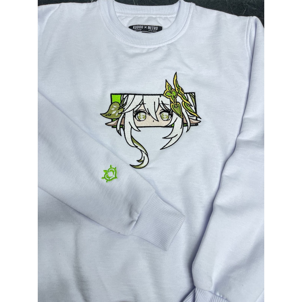 Crewneck Genshin Nahida White Embroidery Genshin Character Gaming Premium Unisex