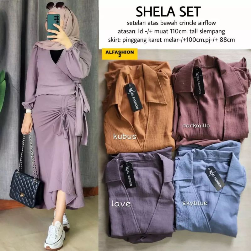 Shela/Kezo set/Yura set/leya set/Set gamis wanita kekinian/gamis set terbaru
