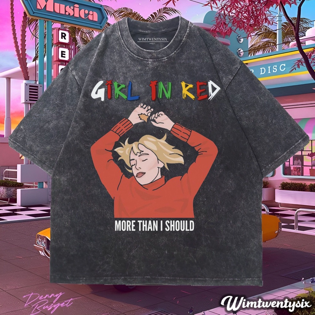 Wimtwentysix “Girl In Red more than i should” Oversize T-shirt | kaos washed | vintage tee