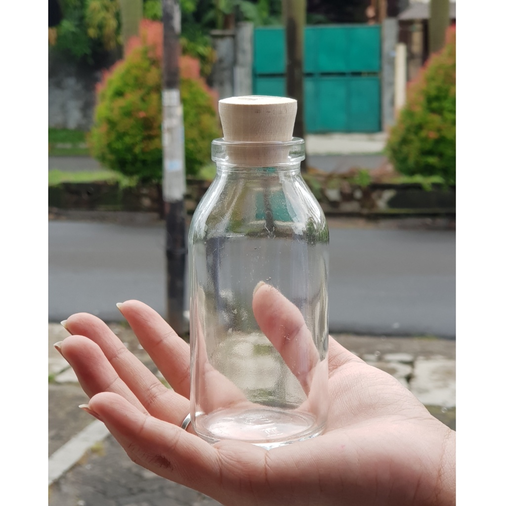 Botol Kaca 50 /  100ml  Tutup Kayu  / KARET Souvenir Botol Hiasan Kaca Tutup Kayu /BOTOL WISH  Kerajinan Souvenir / Handmade / Hiasan Dekorasi / DIY