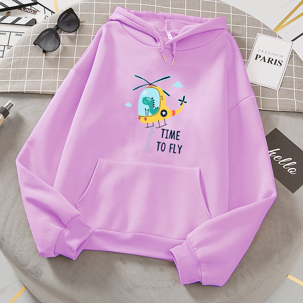 Sweater hoodie anak TIME TO PLAY baju anak hoodie anak cewek cowok motif dino untuk anak 2-10 tahun