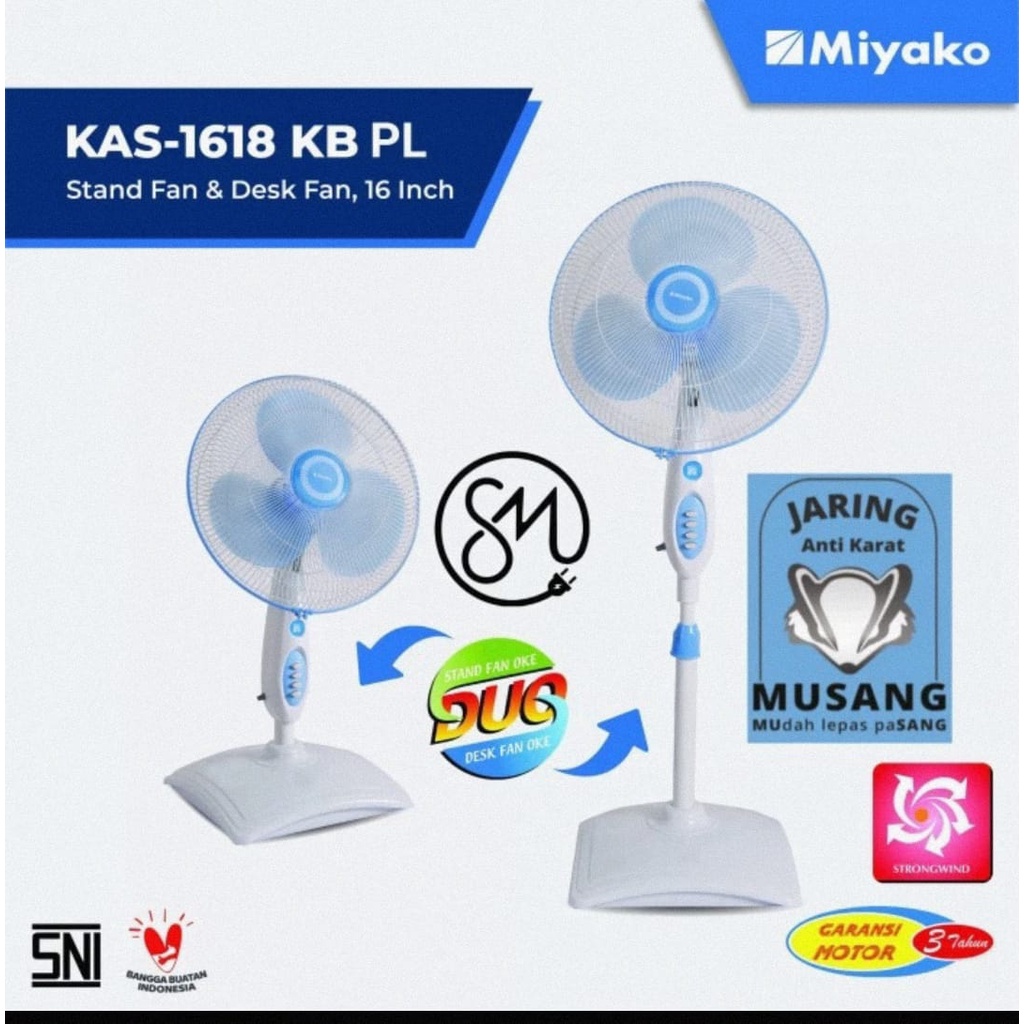 Kipas Angin Berdiri Miyako - KAS-1618 KB PL