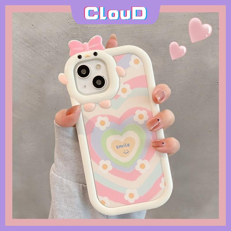 Oppo A95 A77s A17 A55 A57 A7 A7 A74 A96 A15 A5 A9 A17k A12 A76 A5s A12 A16s A53 A33 A16K A1K A16 A54 A31 A16E A94 A92 A3s Reno 6 7Z 8Z Gradasi Bunga Love Hati 3D Monster Lensa Case Tempat Kotak Makan