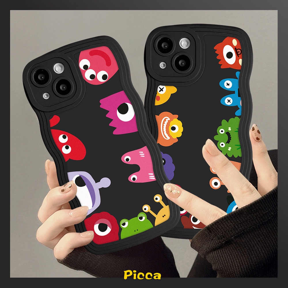 Soft Case Motif Monster Kecil Untuk OPPO A17 A16 A55 A15 A57 A16K A54 A17K A12 A77 A74 A5 A9 A16s A96 A95 A5s A7 A1k A77s A53 A3s A72 A76 Azer 6e 7f 8zer Case Pelindung Earphone Bluetooth Airpod