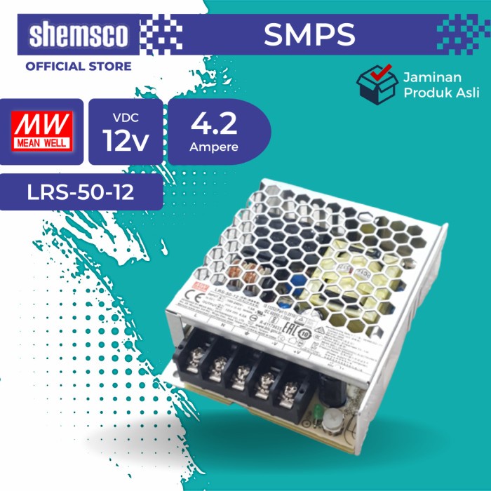 SMPS Meanwell 12v DC 4.2A Switching Power Supply Mean Well LRS-50-12