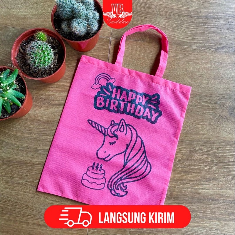 TAS SOUVENIR ULTAH UNICORN PINK CAO MURAH TERPOPULER  TERLARIS UNIK READY SIAP KIRIM F25x30