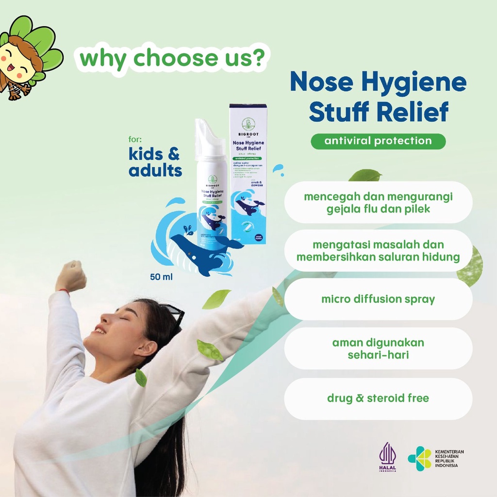 Bigroot Nose Hygiene Stuff Relief Pembersih Hidung Anak dan Dewasa 50ml