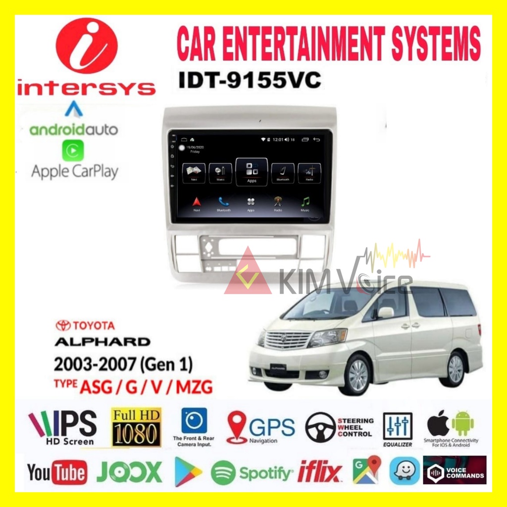 Head Unit Android Intersys 9 inch OEM Toyota Alphard 2003-2007