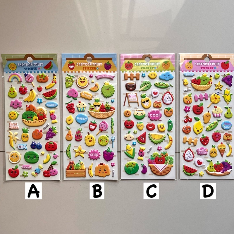 Stiker Timbul Lucu Anak Motif Sayur & Buah Fruits