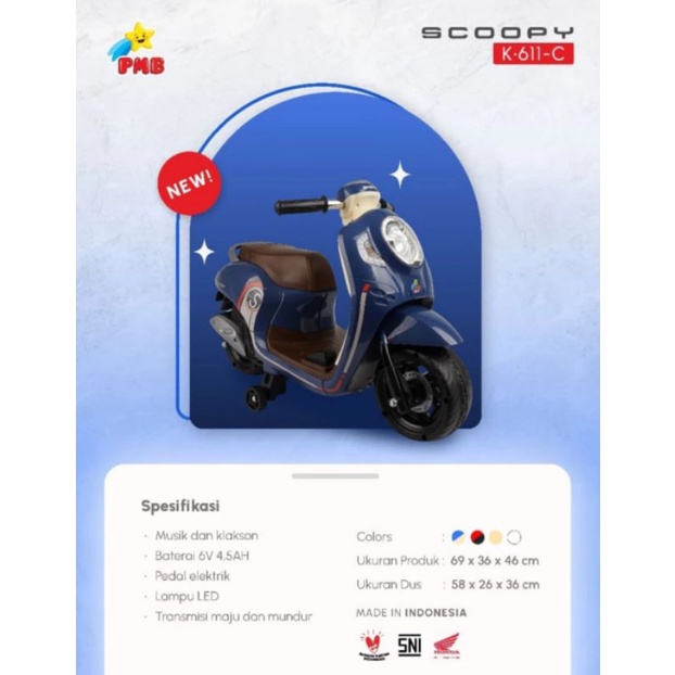 Mainan Motor Aki Anak PMB Scoopy Hondal Licensed K 661-C