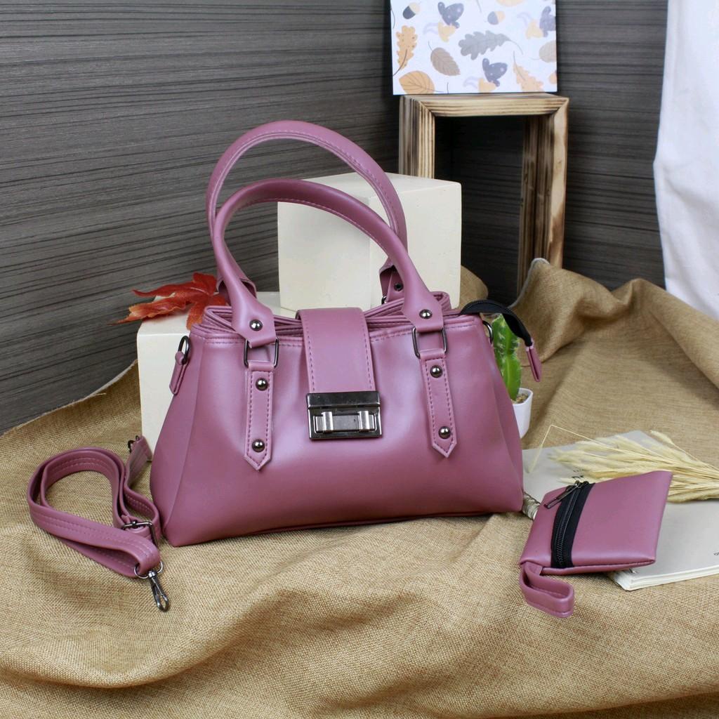 NEW SHOULDER TOTE BAG SNOWLY WANITA 3RUANG MEWAH TERBARU SIZE 26x12x18Cm FREE DOMPET