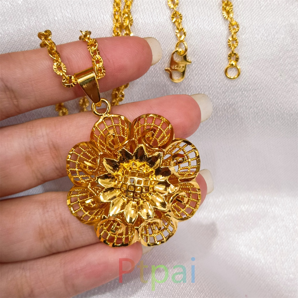 Set Xuping Gelang Kendari kalung cincin Terbaru Dubai Perhiasan lapis Emas 24k